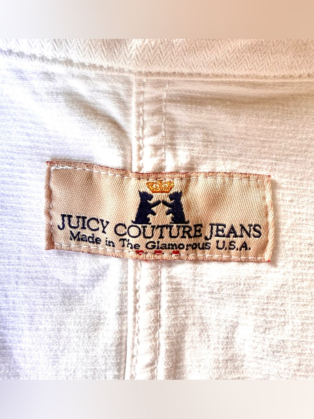 Y2K VINTAGE JUICY COUTURE JEANS White Twill Blue Piping Blazer Jacket Size XL - Picture 4 of 15